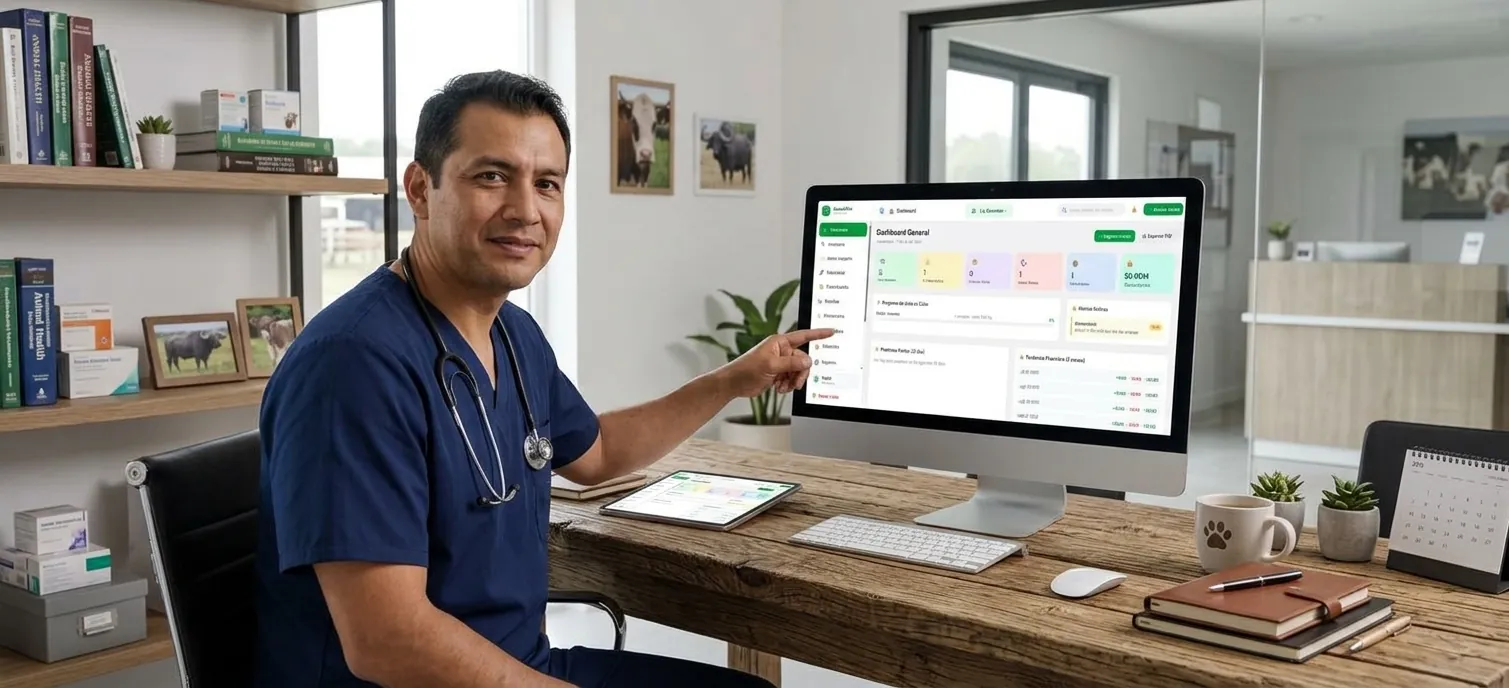 Un veterinario usa FincaX en su consultorio